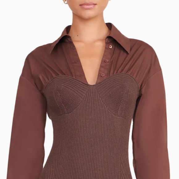 🏷🔖 NWT STAUD Hazel Layered Mixed-Media Dress - Picture 7 of 7